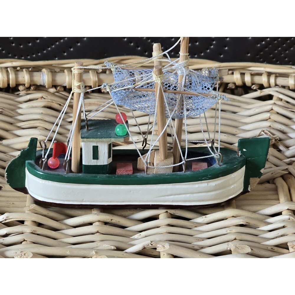 Antique Japan Toy Wood Ship Miniature